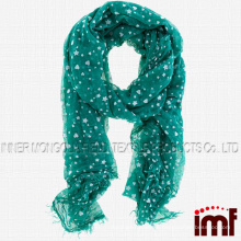 Teal Flocked Heart & Stars Scarf